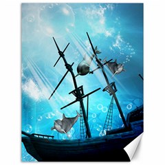 Awesome Ship Wreck With Dolphin And Light Effects Canvas 12  X 16   by FantasyWorld7