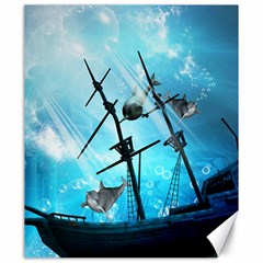 Awesome Ship Wreck With Dolphin And Light Effects Canvas 20  X 24  