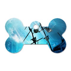 Awesome Ship Wreck With Dolphin And Light Effects Dog Tag Bone (two Sides) by FantasyWorld7