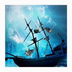 Awesome Ship Wreck With Dolphin And Light Effects Medium Glasses Cloth (2-side)