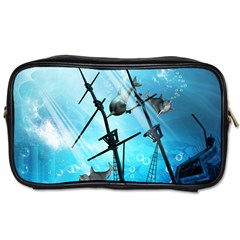 Awesome Ship Wreck With Dolphin And Light Effects Toiletries Bags by FantasyWorld7