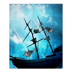 Awesome Ship Wreck With Dolphin And Light Effects Shower Curtain 60  X 72  (medium) 