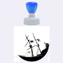 Awesome Ship Wreck With Dolphin And Light Effects Rubber Round Stamps (large)