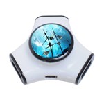 Awesome Ship Wreck With Dolphin And Light Effects 3-Port USB Hub Front