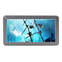 Awesome Ship Wreck With Dolphin And Light Effects Memory Card Reader (mini)