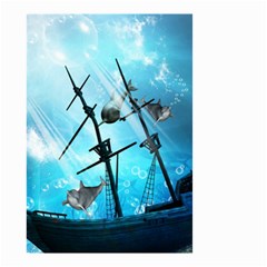 Awesome Ship Wreck With Dolphin And Light Effects Small Garden Flag (two Sides)