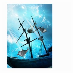 Awesome Ship Wreck With Dolphin And Light Effects Large Garden Flag (two Sides)