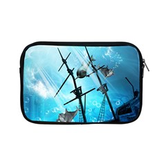 Awesome Ship Wreck With Dolphin And Light Effects Apple Ipad Mini Zipper Cases