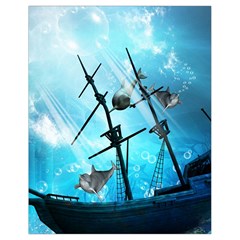 Awesome Ship Wreck With Dolphin And Light Effects Drawstring Bag (small) by FantasyWorld7