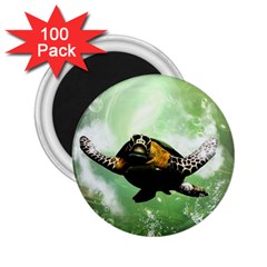 Wonderful Sea Turtle With Bubbles 2 25  Magnets (100 Pack) 