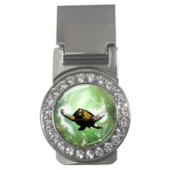 Wonderful Sea Turtle With Bubbles Money Clips (cz) 