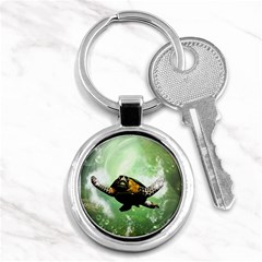 Wonderful Sea Turtle With Bubbles Key Chains (round) 