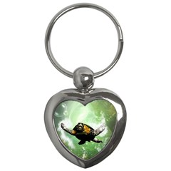 Wonderful Sea Turtle With Bubbles Key Chains (heart)  by FantasyWorld7