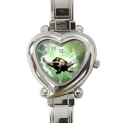 Wonderful Sea Turtle With Bubbles Heart Italian Charm Watch