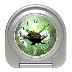 Wonderful Sea Turtle With Bubbles Travel Alarm Clocks