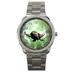 Wonderful Sea Turtle With Bubbles Sport Metal Watches