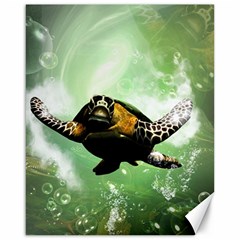 Wonderful Sea Turtle With Bubbles Canvas 16  X 20  