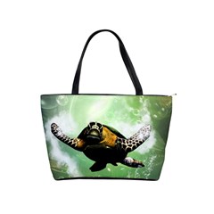 Wonderful Sea Turtle With Bubbles Shoulder Handbags by FantasyWorld7