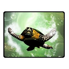 Wonderful Sea Turtle With Bubbles Fleece Blanket (small)