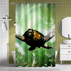 Wonderful Sea Turtle With Bubbles Shower Curtain 48  X 72  (small)  by FantasyWorld7