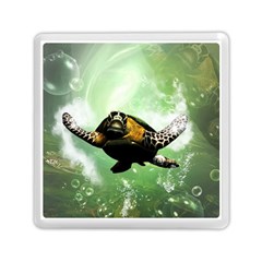 Wonderful Sea Turtle With Bubbles Memory Card Reader (square) 