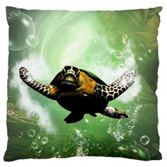 Wonderful Sea Turtle With Bubbles Large Cushion Cases (one Side) 