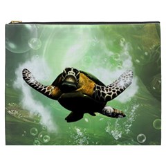 Wonderful Sea Turtle With Bubbles Cosmetic Bag (xxxl)  by FantasyWorld7