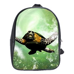 Wonderful Sea Turtle With Bubbles School Bags (xl)  by FantasyWorld7