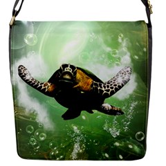 Wonderful Sea Turtle With Bubbles Flap Messenger Bag (s)