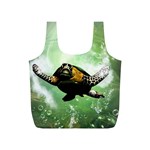 Wonderful Sea Turtle With Bubbles Full Print Recycle Bags (S)  Front