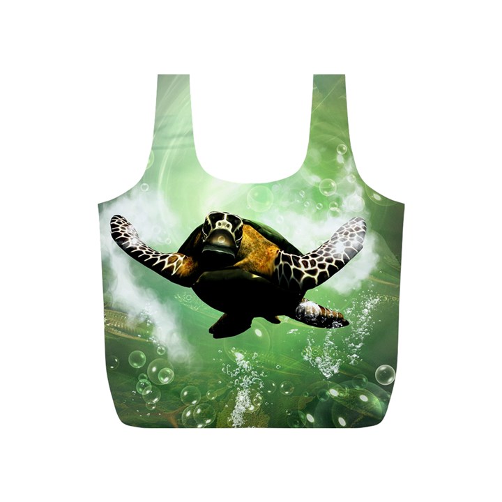 Wonderful Sea Turtle With Bubbles Full Print Recycle Bags (S) 