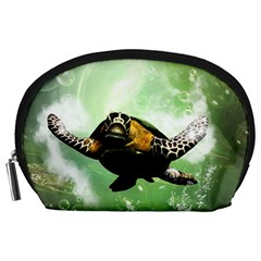 Wonderful Sea Turtle With Bubbles Accessory Pouches (large)  by FantasyWorld7