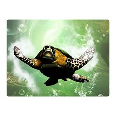 Wonderful Sea Turtle With Bubbles Double Sided Flano Blanket (mini) 