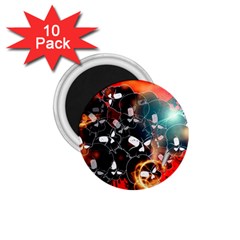 Black Skulls On Red Background With Sword 1 75  Magnets (10 Pack) 