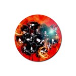 Black Skulls On Red Background With Sword Rubber Coaster (Round)  Front