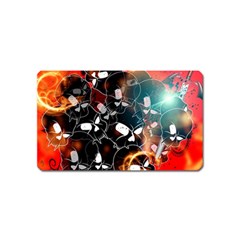 Black Skulls On Red Background With Sword Magnet (name Card)