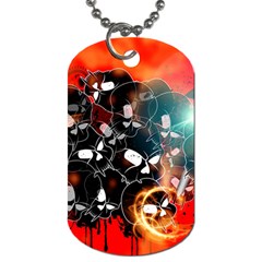 Black Skulls On Red Background With Sword Dog Tag (two Sides)