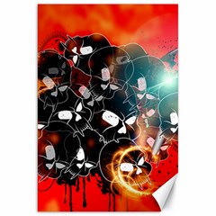 Black Skulls On Red Background With Sword Canvas 20  X 30  