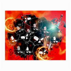 Black Skulls On Red Background With Sword Small Glasses Cloth (2-side)