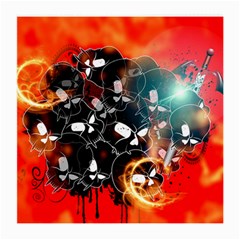 Black Skulls On Red Background With Sword Medium Glasses Cloth