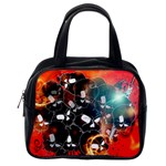 Black Skulls On Red Background With Sword Classic Handbags (One Side) Front