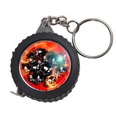 Black Skulls On Red Background With Sword Measuring Tapes