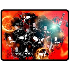 Black Skulls On Red Background With Sword Fleece Blanket (large) 