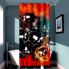 Black Skulls On Red Background With Sword Shower Curtain 36  X 72  (stall) 