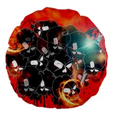 Black Skulls On Red Background With Sword Large 18  Premium Round Cushions