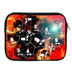 Black Skulls On Red Background With Sword Apple Ipad 2/3/4 Zipper Cases by FantasyWorld7