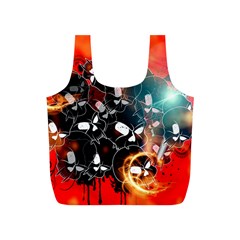 Black Skulls On Red Background With Sword Full Print Recycle Bags (s) 