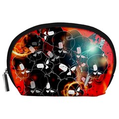 Black Skulls On Red Background With Sword Accessory Pouches (large) 