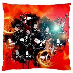 Black Skulls On Red Background With Sword Standard Flano Cushion Cases (one Side)  by FantasyWorld7