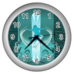 Snowboarder With Snowboard Wall Clocks (Silver)  Front